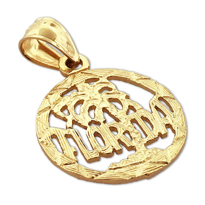 14K Gold Florida in Circle Charm