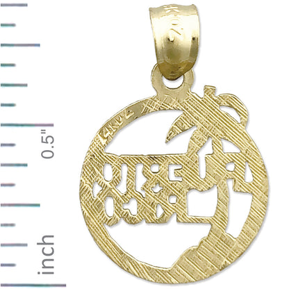 14K Gold Puerto Rico In Circle Charm