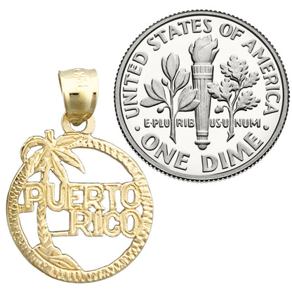 14K Gold Puerto Rico In Circle Charm
