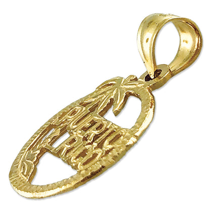 14K Gold Puerto Rico In Circle Charm