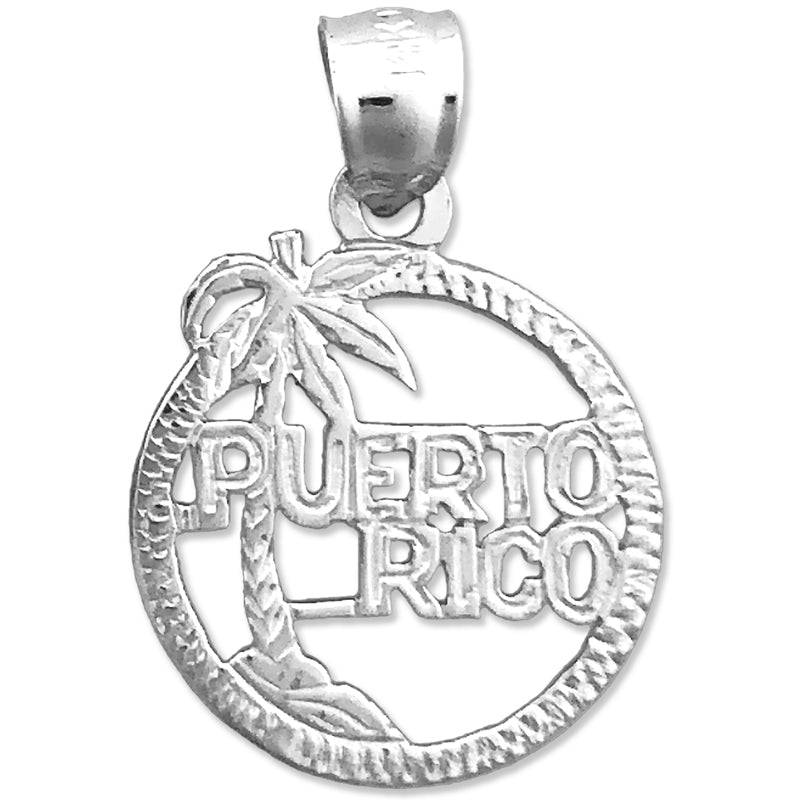 14K Gold Puerto Rico In Circle Charm