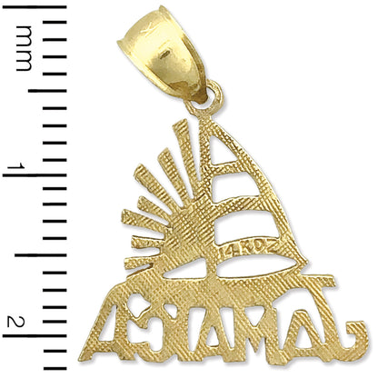 14K Gold Jamaica Sailboat Sunset Charm
