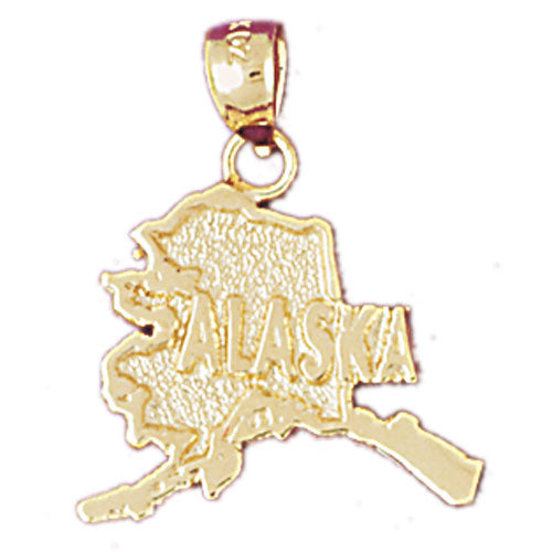 14K Gold Alaska State Map Pendant