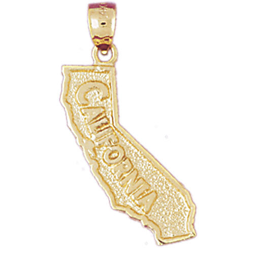 14K Gold California State Map Pendant
