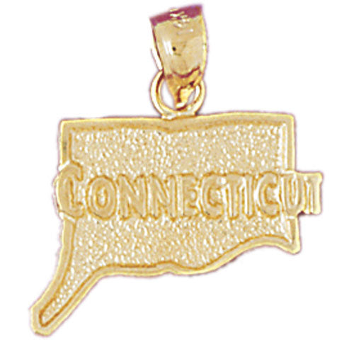 14K Gold Connecticut State Map Pendant