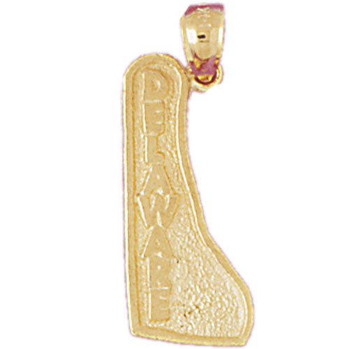 14K Gold Delaware State Map Pendant
