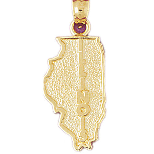 14K Gold Illinois State Map Pendant