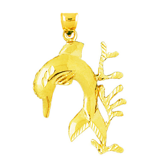 14K Gold Dolphin with Reef Pendant