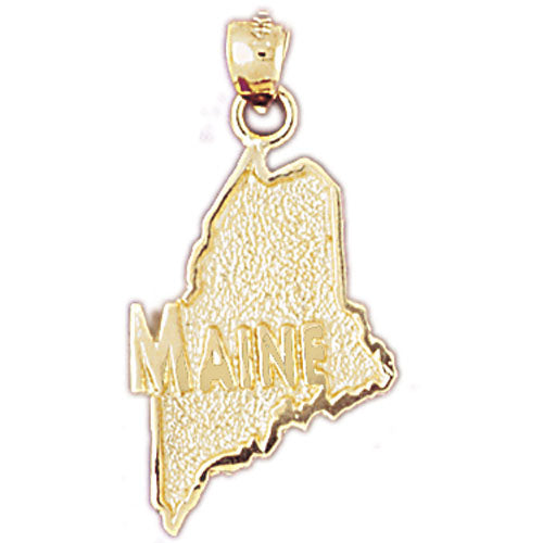 14K Gold Maine State Map Pendant