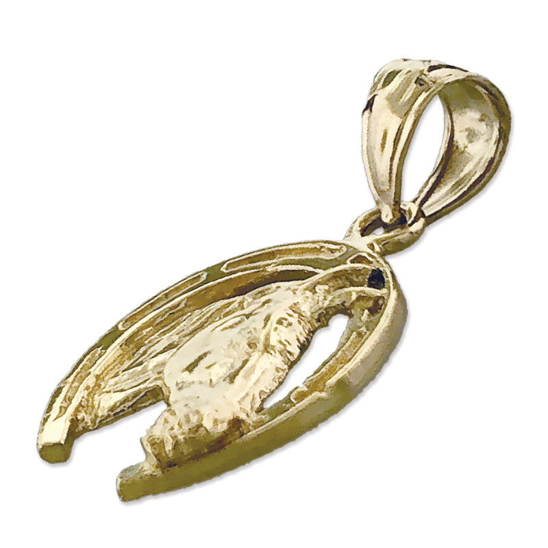 14K Gold Horseshoe Horse head Charm