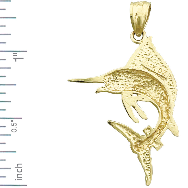 14K Gold Sealife Sailfish Pendant