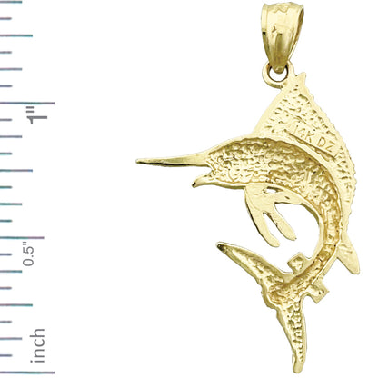 14K Gold Sealife Sailfish Pendant