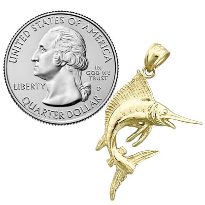 14K Gold Sealife Sailfish Pendant
