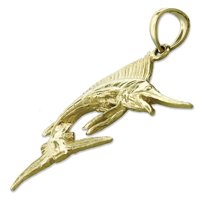 14K Gold Sealife Sailfish Pendant