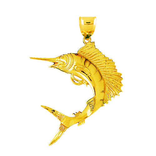 14K Gold 48MM Sailfish Pendant