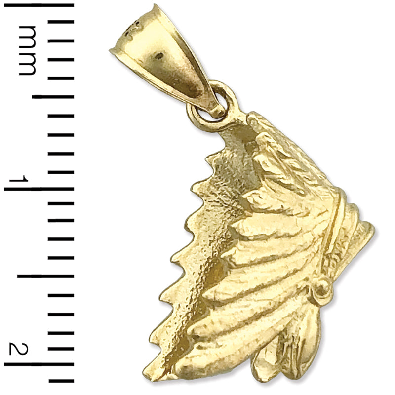 14K Gold 3-D Native Headdress Charm