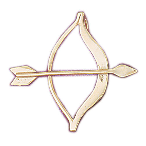 14K Gold Native Indian Bow and Arrow Pendant
