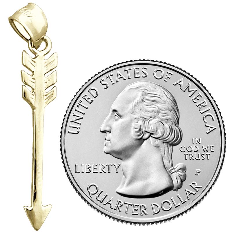 14K Gold Native American Indian Arrow Pendant
