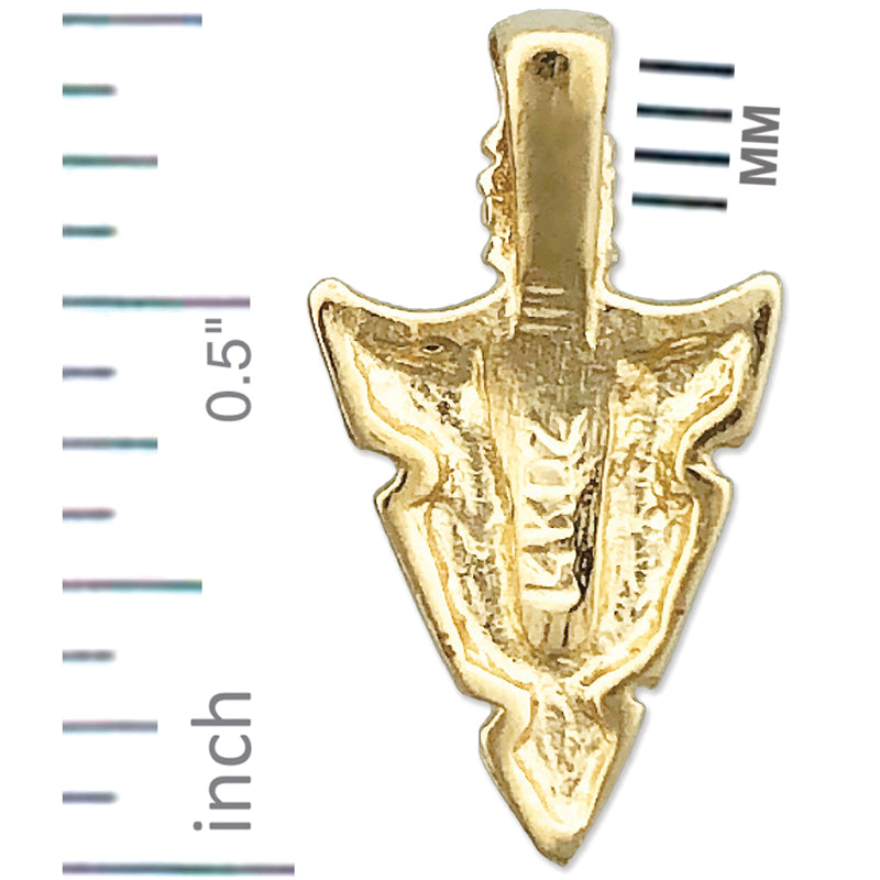 14K Gold Native Indian Arrowhead Charm Slide