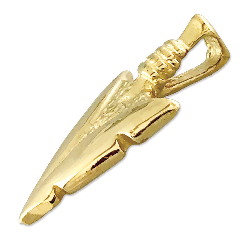 14K Gold Native Indian Arrowhead Charm Slide