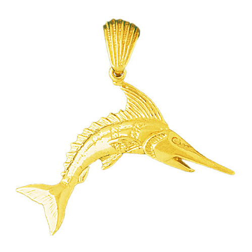 14K Gold Marlin Pendant