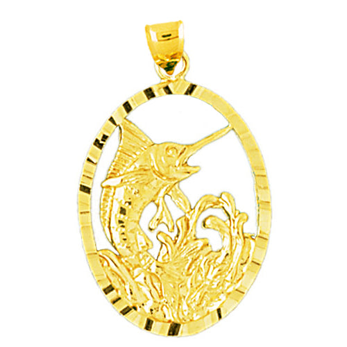 14K Gold Tropical Marlin Fish Medallion
