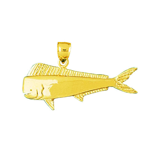 14K Gold Mahi Mahi Fish Pendant