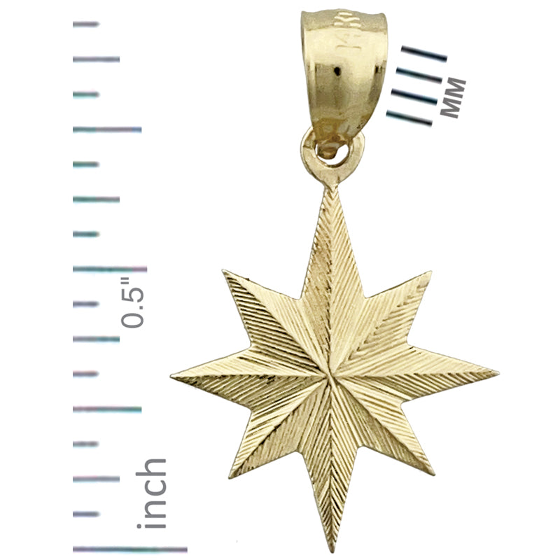 14K Gold Eight Point Star Charm