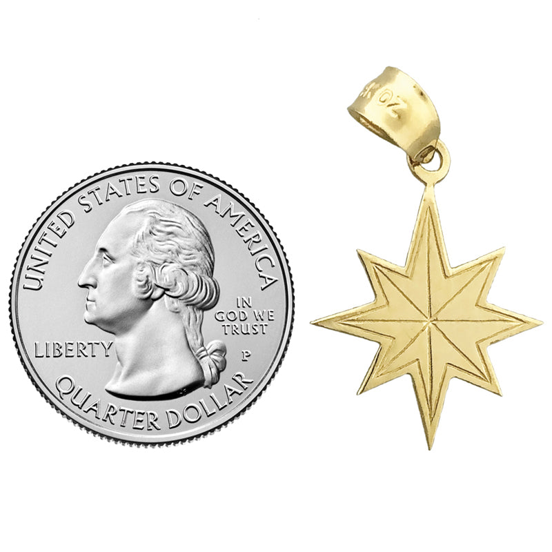 14K Gold Eight Point Star Charm
