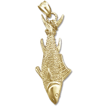 14K Gold Caught Tuna Fin Tied with Rope Pendant