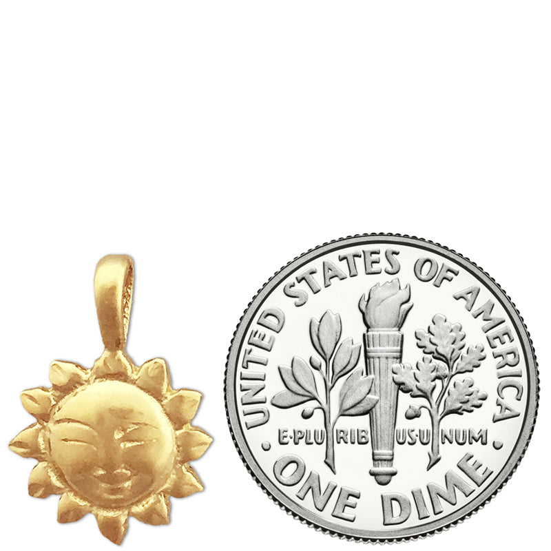 14K Gold Smiley Face Sun Charm Slide
