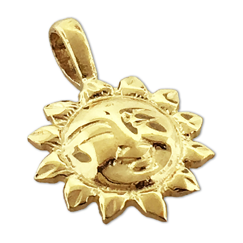 14K Gold Smiley Face Sun Charm Slide