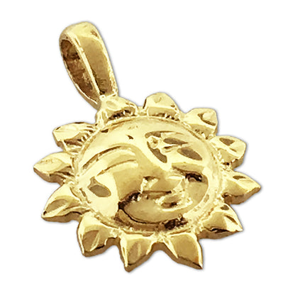 14K Gold Smiley Face Sun Charm Slide