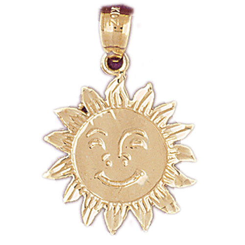 14K Gold Sunflower Sun Pendant