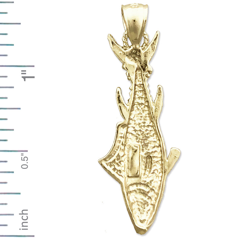 14K Gold Caught Tuna Fin Tied with Rope Pendant