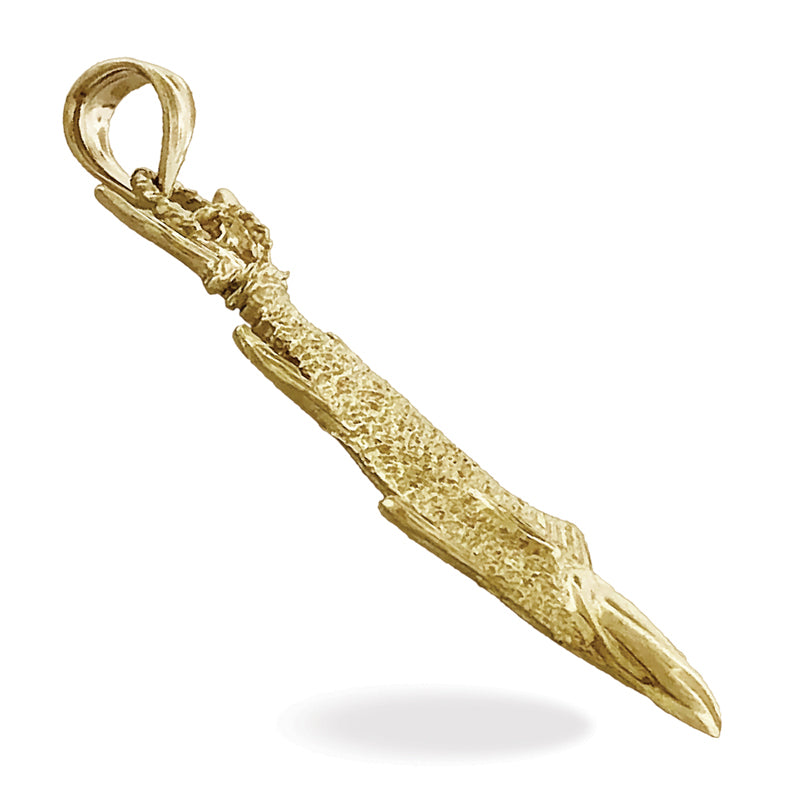 14K Gold Caught Tuna Fin Tied with Rope Pendant