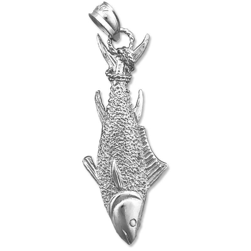14K Gold Caught Tuna Fin Tied with Rope Pendant