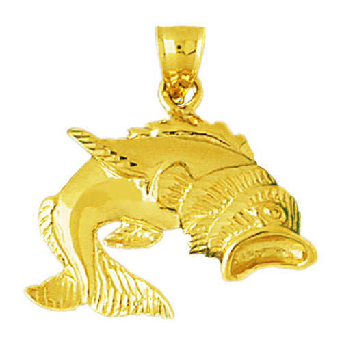 14K Gold Open Mouth Goldfish Pendant