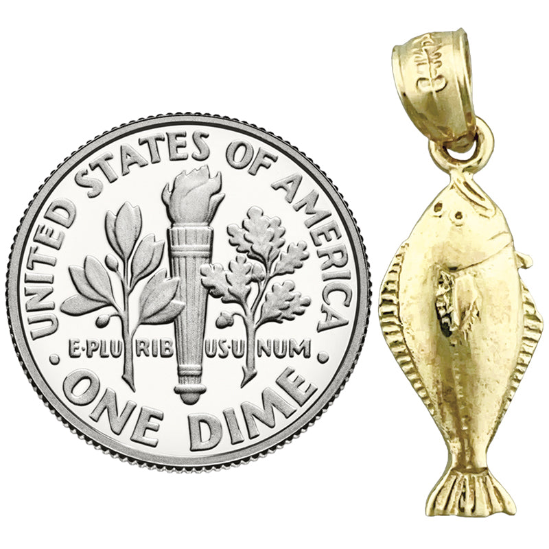 14K Gold Sole Fish Charm