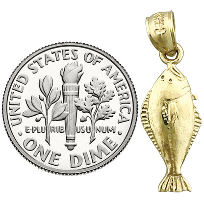 14K Gold Sole Fish Charm