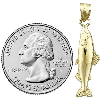 14K Gold Salmon Charm