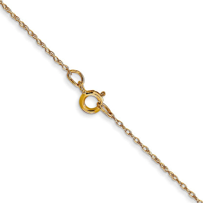 14K Yellow Gold 13 inch Carded .5mm Cable Rope with Spring Ring Clasp Children Necklace Chain