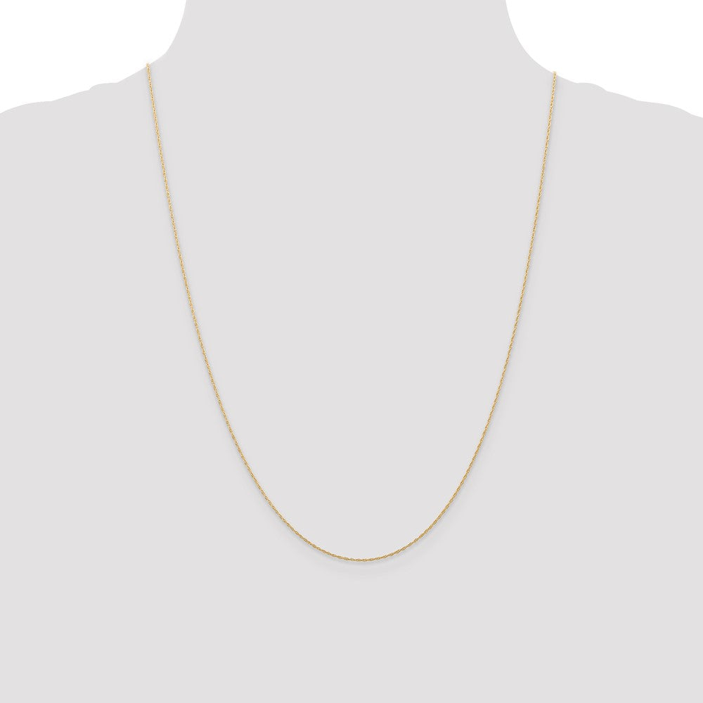 14K Yellow Gold 24 inch Carded .5mm Cable Rope with Spring Ring Clasp Chain Necklace