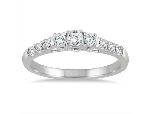 1/3 Carat TW Diamond Three Stone Engagement Ring 10K YELLOW WHITE OR ROSE GOLD
