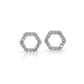 1/10 Ct. Real Diamond Hexagon Pave Stud Earrings 14k White Yellow or Rose Gold