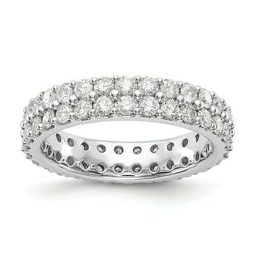 2 Ct. REAL Diamond Double Eternity Anniversary Wedding Band Ring 14k White Gold