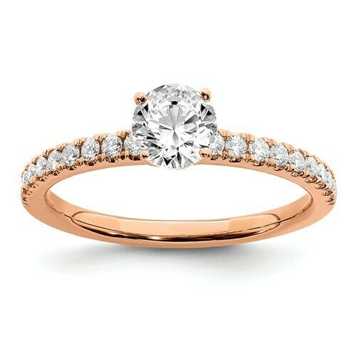 Certified 1/2CT Round Real Diamond Engagement Ring 14K Rose Gold