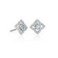 REAL Diamond Aquamarine March Birthstone Floral Stud Earrings in 14k Gold