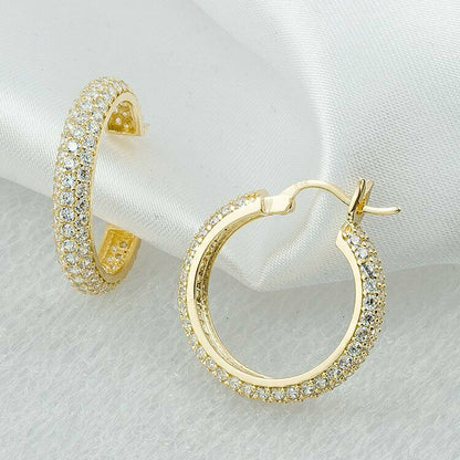 2 CT. T.W. CZ Hoop Earrings in Solid 14K Yellow Gold