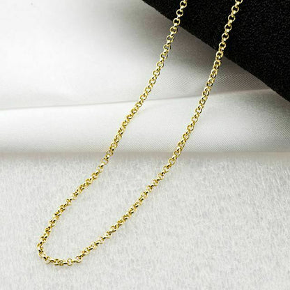 24" SOLID 8K Yellow Gold Rolo Links Necklace Chain Fine Jewelry Valentine Gift